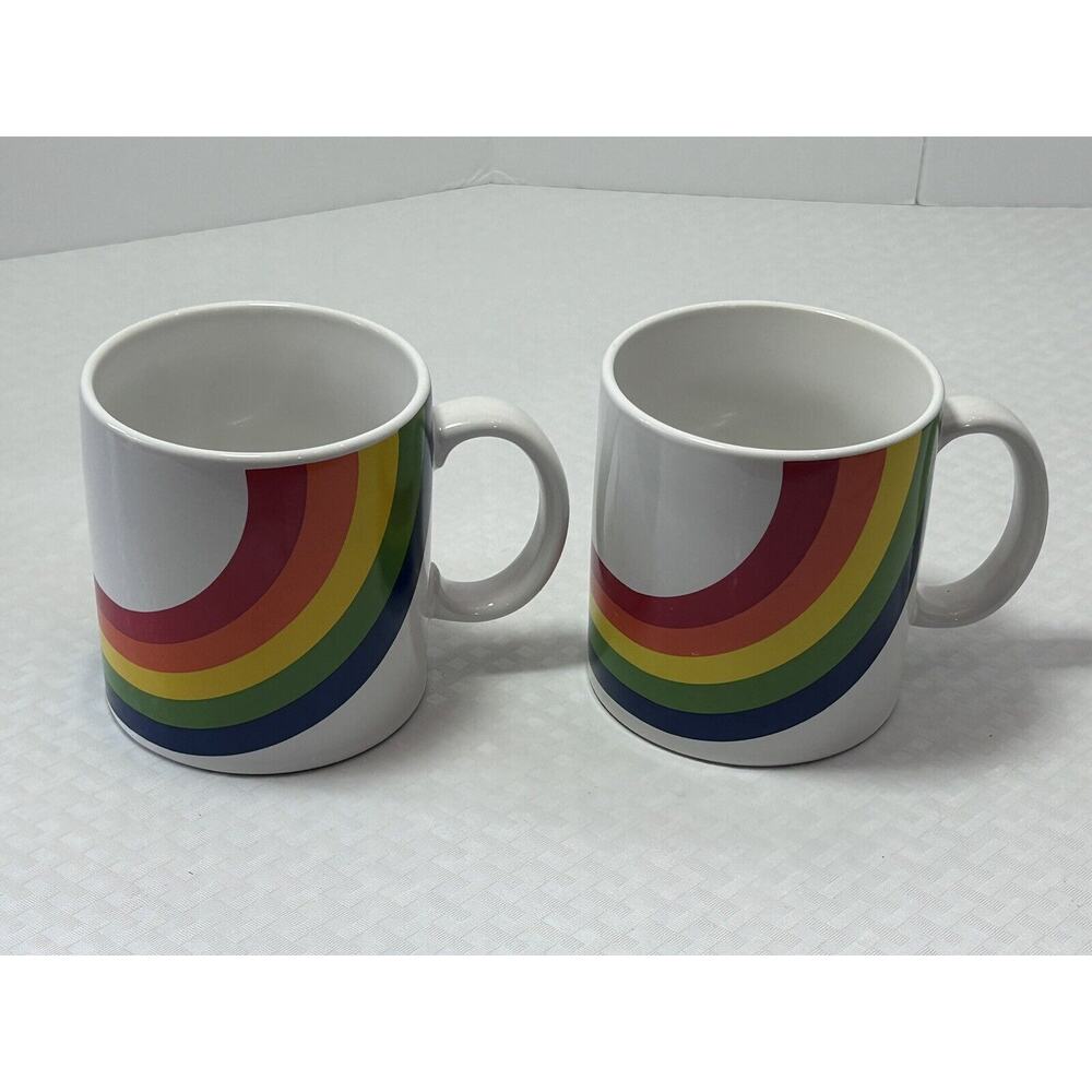 Set Of 2 Vintage Rainbow‎ Mugs Made In Japan